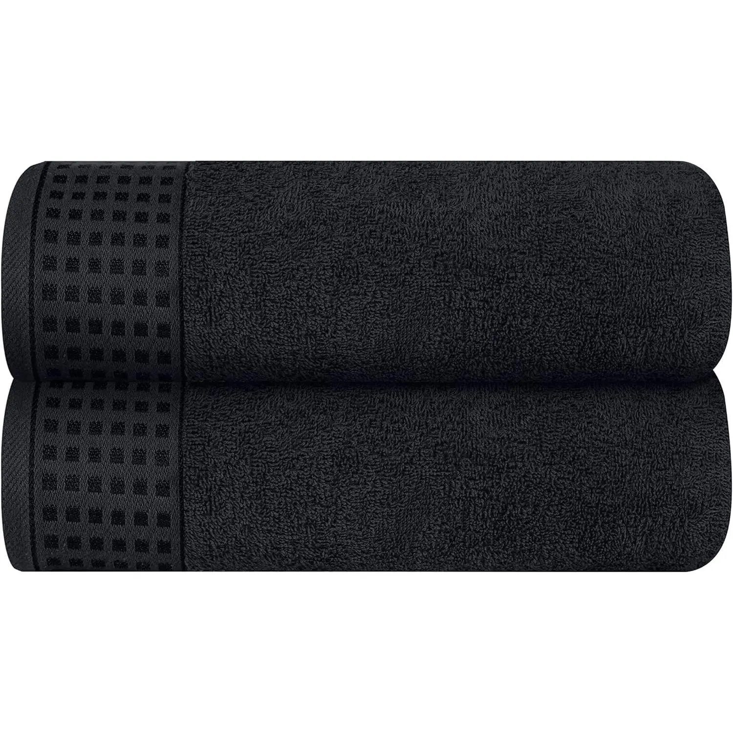100% Cotton 2 Pack Oversized Bath Towel Set 28x55 Inches, Ultra Soft Highly Absorbent Quick Dry Lightweight Large Bath Towels for Gym Travel Camp Pool, Black