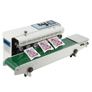 GARVEEAutomatic Horizontal Continuous Band Sealer with Digital Temperature Control for PP, Aluminum Foil, PVC Plastic Bags - Commercial Use, 110V Power
