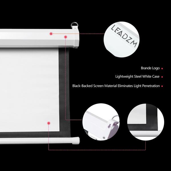 100" 4:3 80"*60" Motorized Projector Screen with Remote Control, Matte White Viewing Area, Ceiling/Wall Mountable, Silent Operation for Home Theater, Office, Classroom 100" 4:3 80"*60" Motorized Projector Screen with Remote Control, Matte White Viewing Area, Ceiling/Wall Mountable, Silent Operation for Home Theater, Office, Classroom