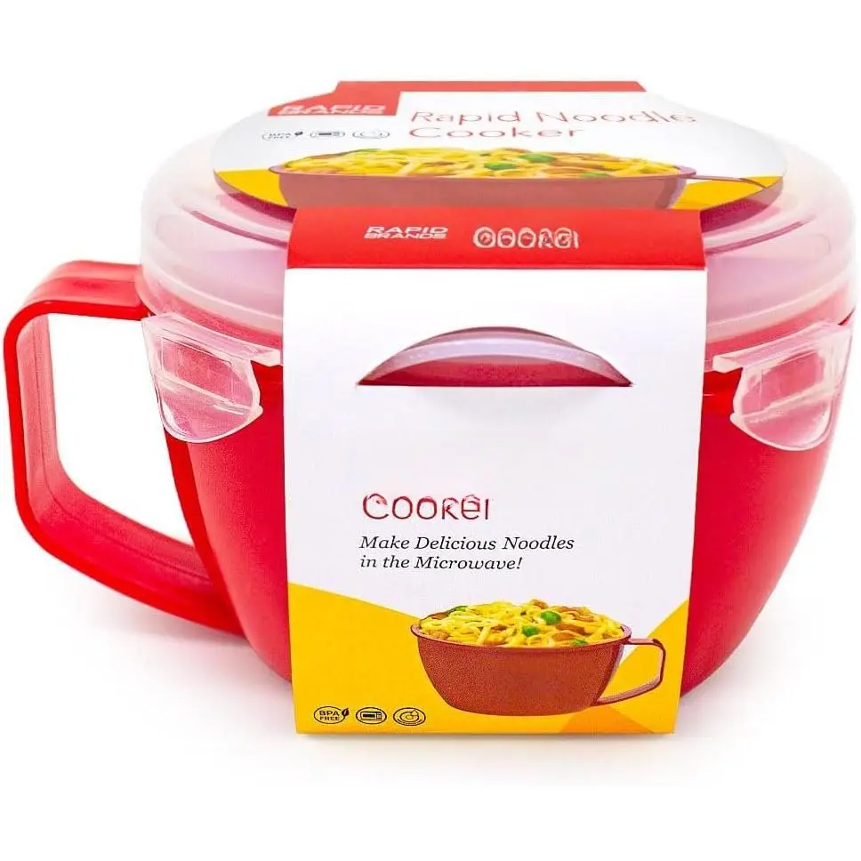 Plastic Noodle/Soup Bowl | Microwave Soup & Noodles in Minutes |  for Dorm, Small Kitchen, or Office | Dishwasher-Safe, Microwaveable, &