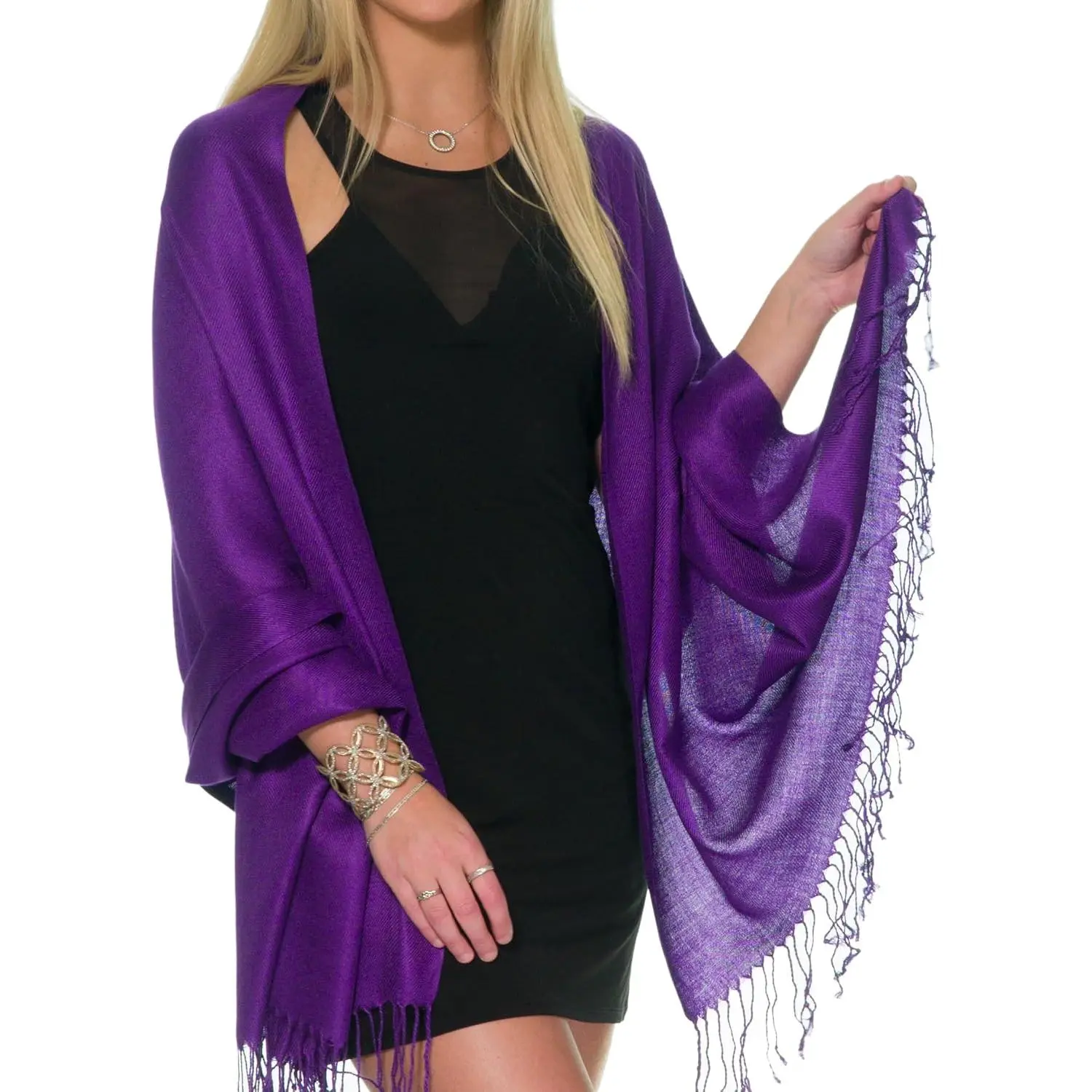 Viscose Pashmina Shawls & Wraps - Large, Soft Scarves for Evening Dresses, Wedding, Prom, Valentine’s Day, Mother’s Day Gifts, 74" X 29", Fringe 3.5", Female, Casual