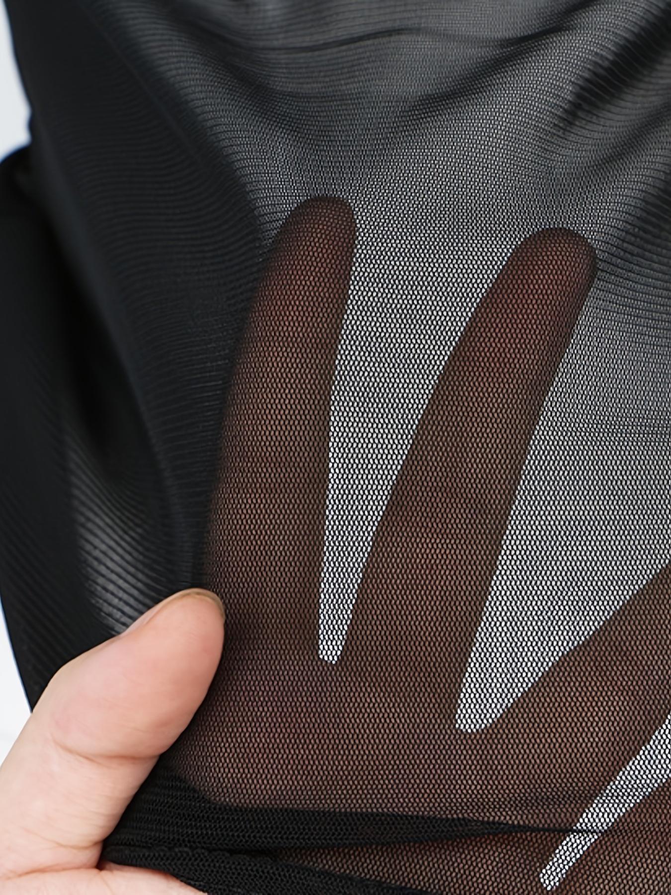 Women's Solid Sheer Round Neck Mesh Sports Tee without Bra, Long Sleeve Crew Neck T-shirt for Daily Outdoor Wear, Ladies Sportswear for All Seasons, Soft Polyester Top