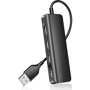 USB Hub 4 Port USB 2.0 Splitter Hub Expander for Laptop Computer Flash Drive Console Printer Camera Keyboard Mouse More 1 to 4 Jack Extender for Charging/Data Sync