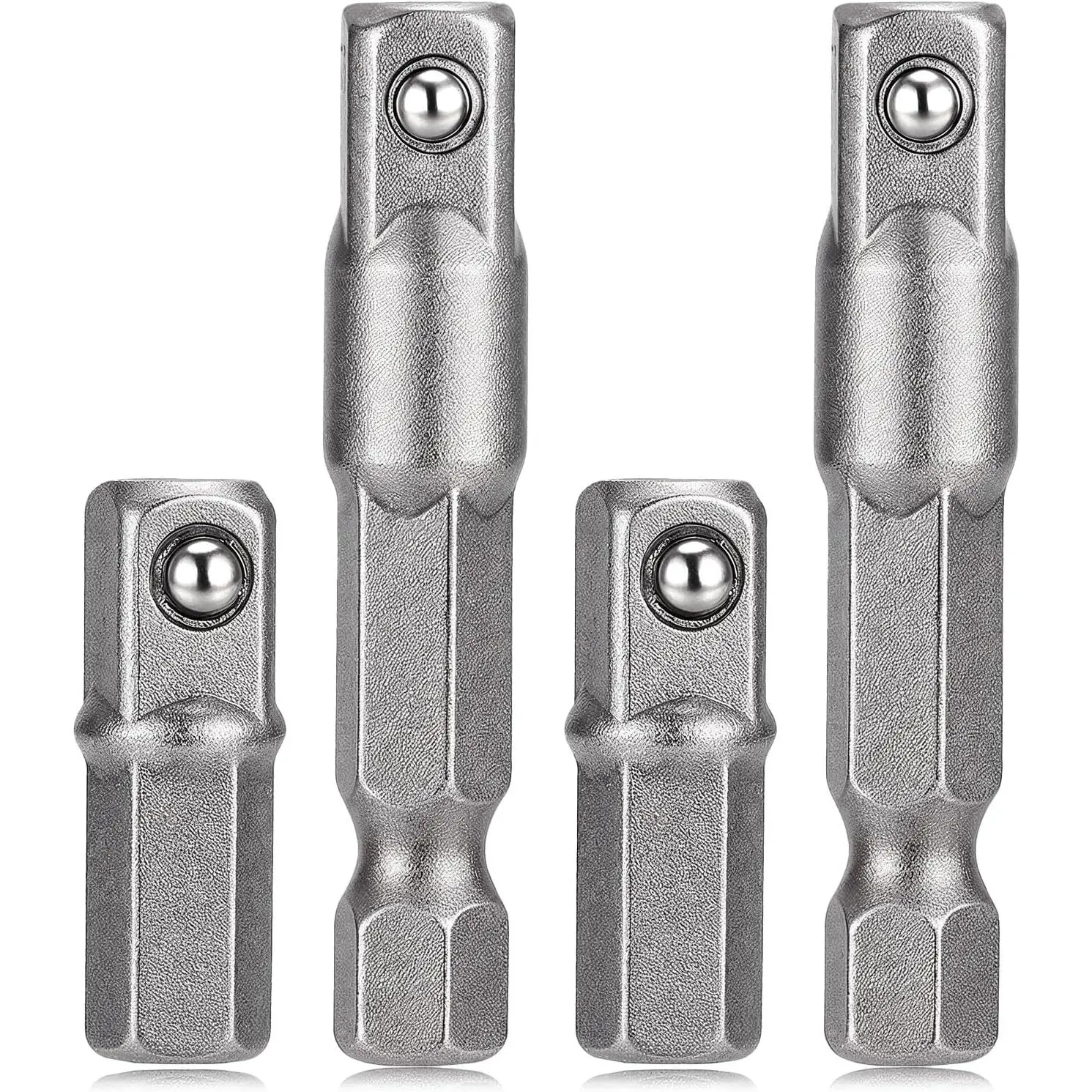 4 Pack 1/4 Hex to Socket Adapter,  Socket Extension Adapter Converter Set, Hex to Square 1/4" Sockets Bit Adapters Power Tool  Part for Drill Driver Sockets Driver Screwdri