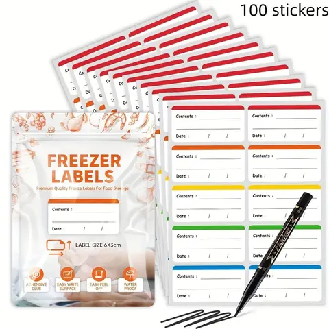 100pcs/Set Colorful Food Storage Labels, Freezer & Pantry Label Stickers, Multifunctional Labels for Food Containers, Kitchen Organization Supplies, Colorful Label Paper