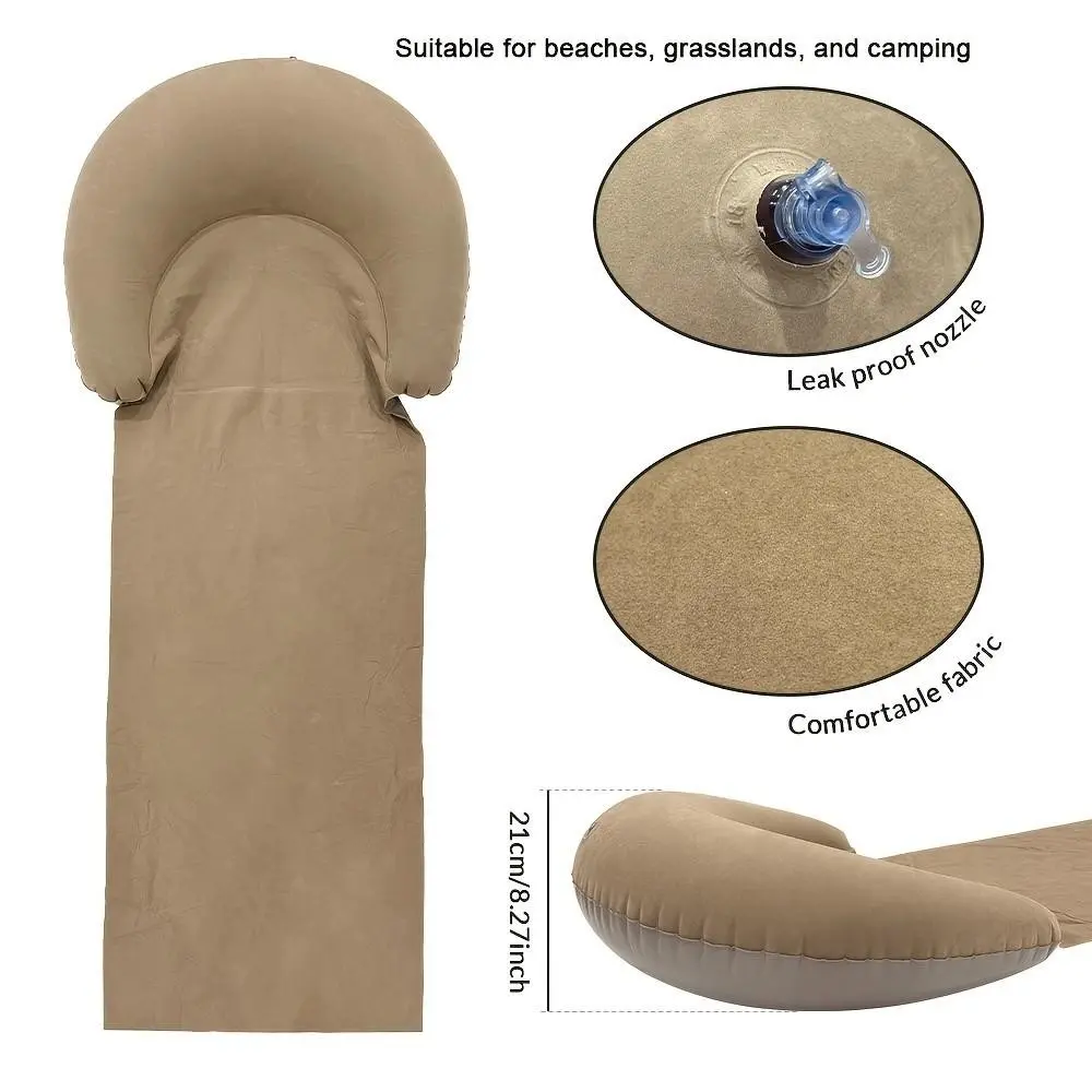 Portable Foldable Beach Mat with Inflatable Pillow, Sand-Proof Moisture Barrier, Lightweight Picnic & Sunbathing Mat for Outdoor Activities