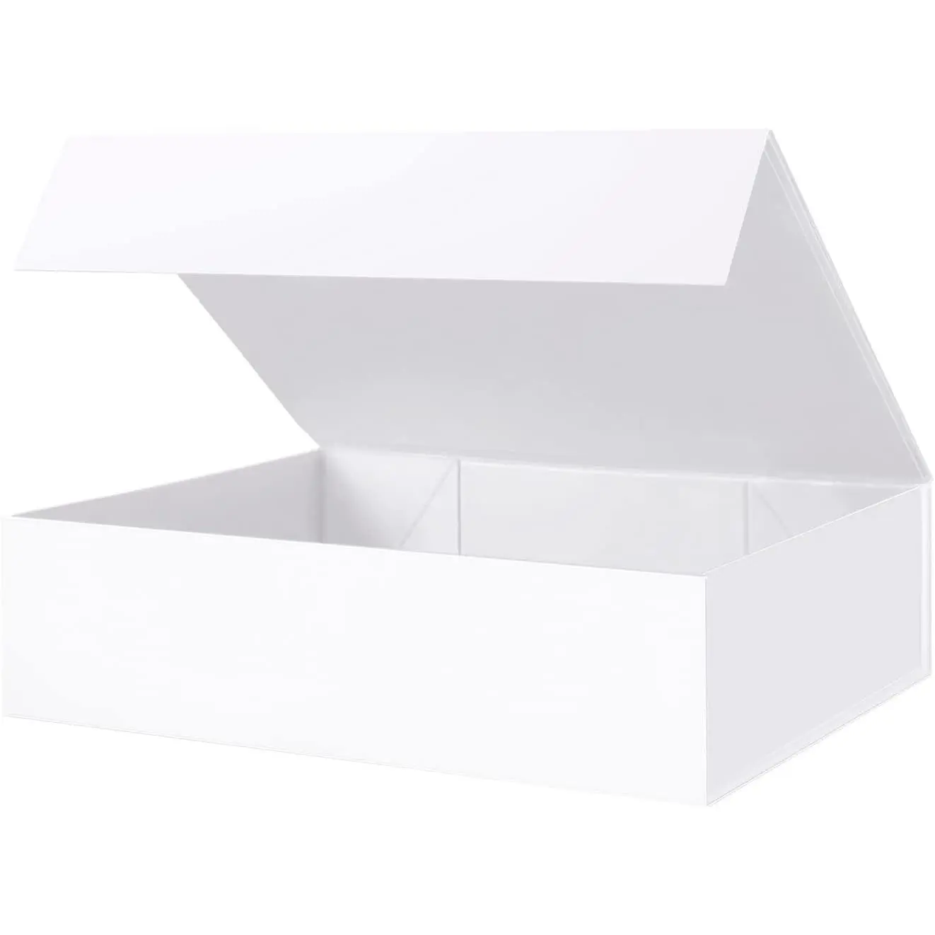 Large Gift Box 13.5x10x3.5 Inches, White Gift Box with Magnetic Closure Lid, Sturdy Shirt Box, Rectangle Collapsible Box for Gift Packaging (Matte White)