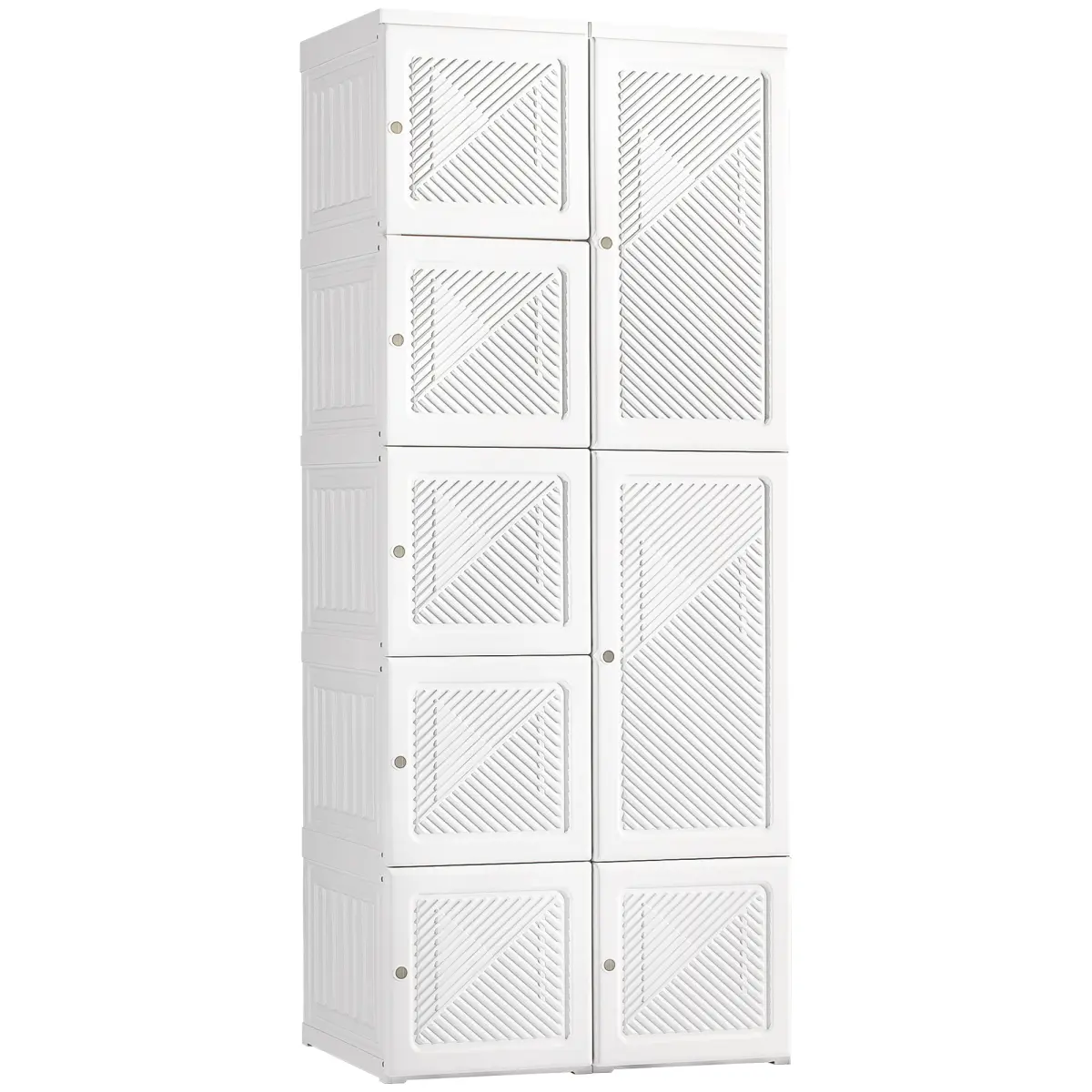 AobtkelHOMCOM Portable Wardrobe Closet, Folding Bedroom Armoire, Clothes Storage Organizer with 8 Cube Compartments, Hanging Rod, Magnet Doors, White