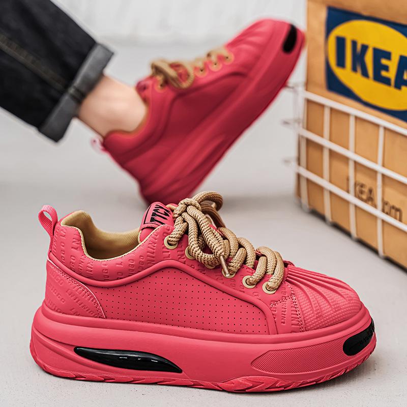 Red shoes for men for the zodiac year, 2026 new spring model, thick-soled trendy brand, high-end casual sneakers, versatile