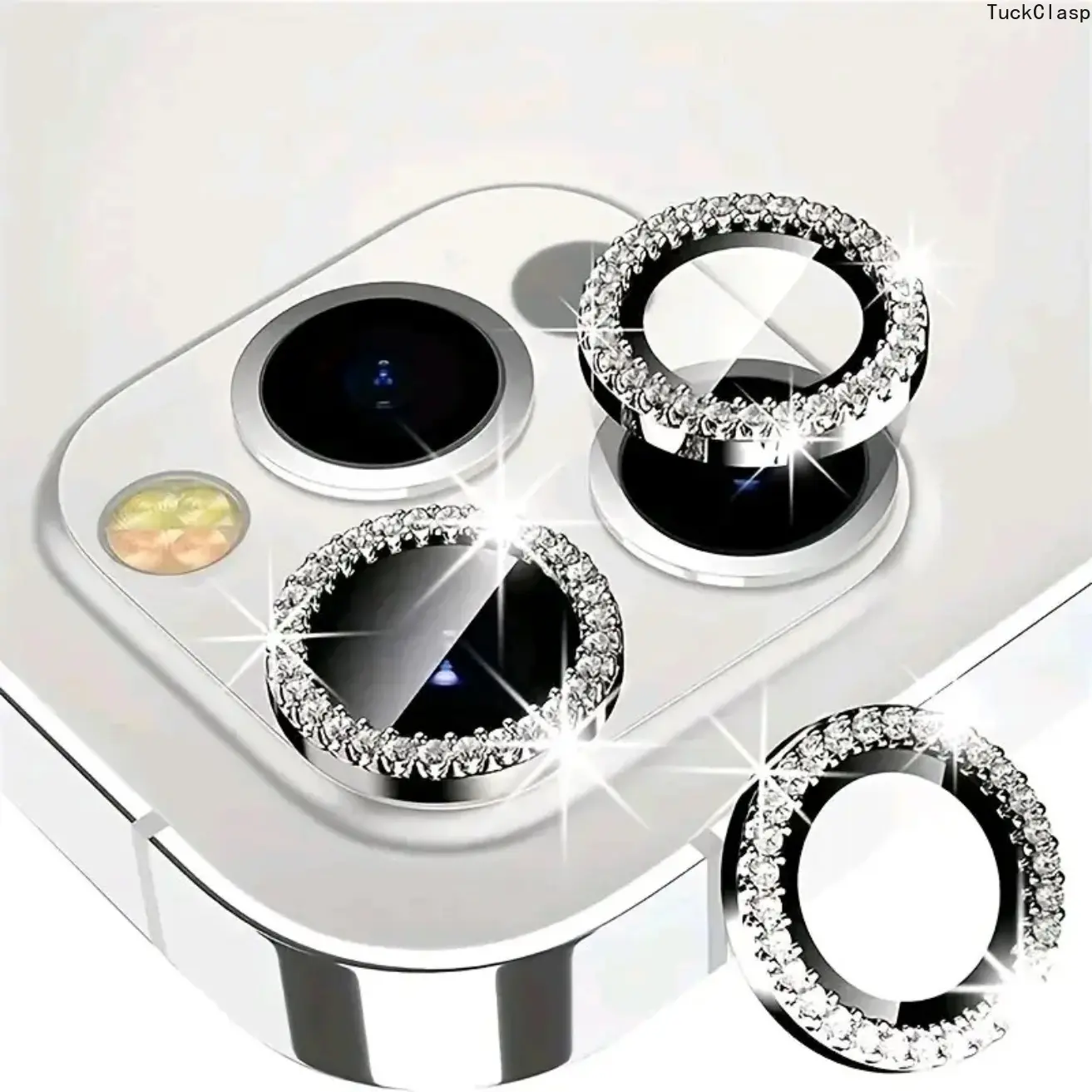 Shiny Glitter Camera Lens Protector Compatible with iPhone 17 / 16 / 15 / 14 Pro Max Series, HD Tempered Glass Camera Lens Cover, Sparkly Anti-Scratch Full-Cover Camera Protection, Stylish Phone Accessory
