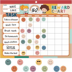 Boho 32 Chore Charts Behavior  Chart System,Sticker Chore Chart Pad for Students with 2328 Stickers, 12.2" x 9.8"   Chart to Develop Responsibility &  Habits.
