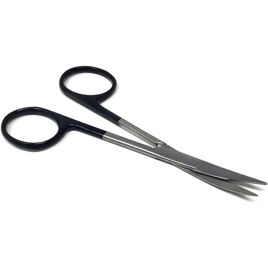 Premium Iris Scissors Micro Dissecting Scissors Curved 4.5" with Fine Sharp Blades Made of Stainless Steel Medical Surgical Tools (Black Handle)