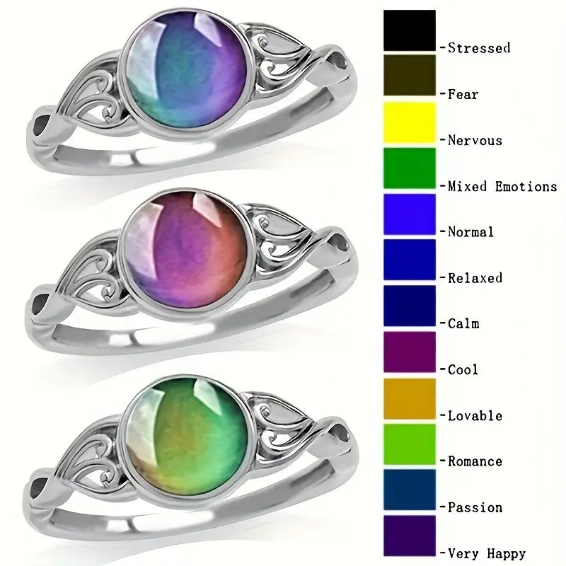 Unisex Thermochromic Mood Ring, Temperature Color-Changing Fashion Jewelry Accessory for Women