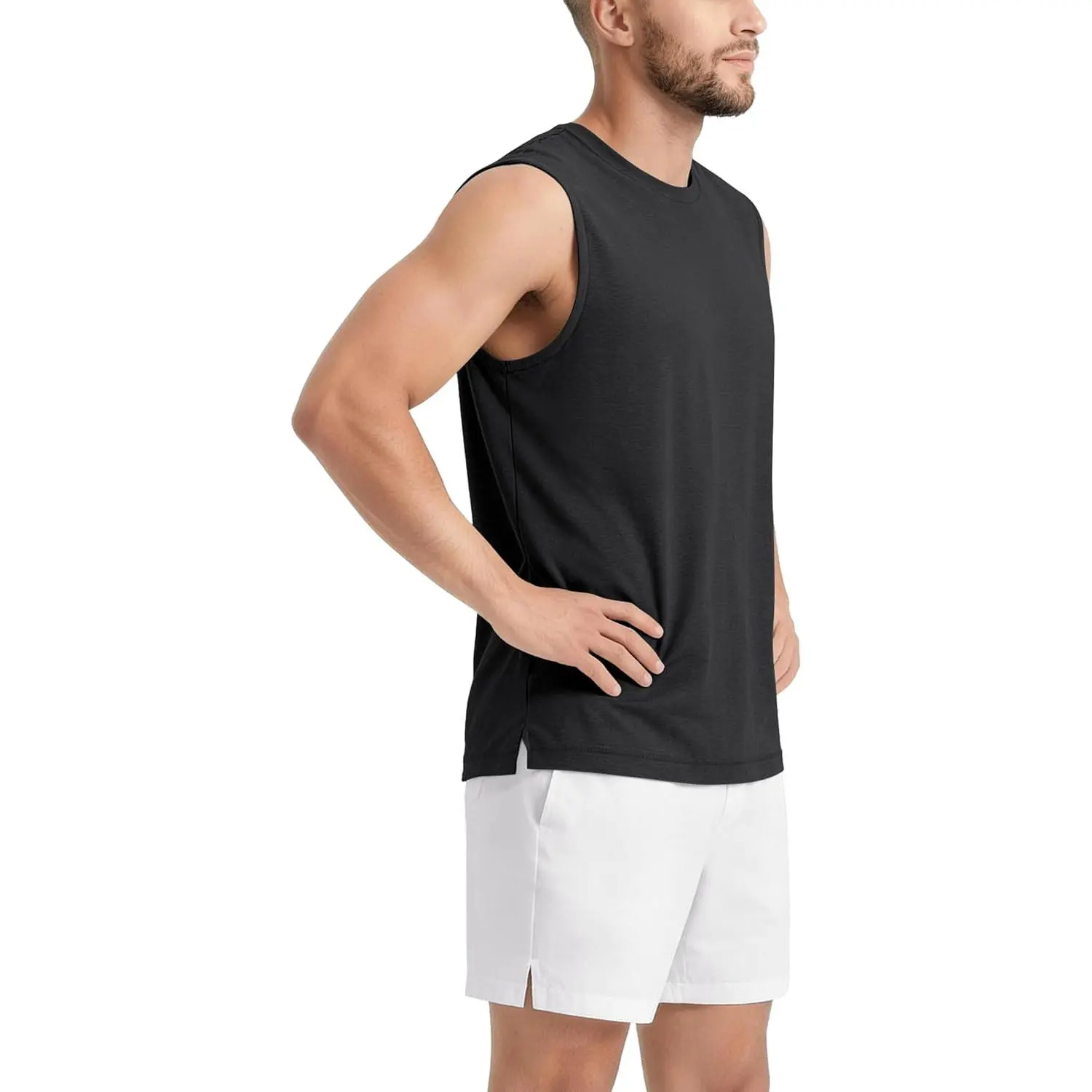 ODODOS Men's Performance Tank Top - Ultra Soft odSTRATUM Tech Sleeveless Shirts Moisture Wicking UPF 50+ Workout Muscle Tee