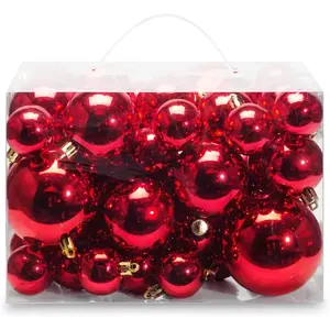 40ct Christmas Ball Plated Ornaments Tree Collection for Holiday Wedding Party Decoration(40ct Brilliance, Red)