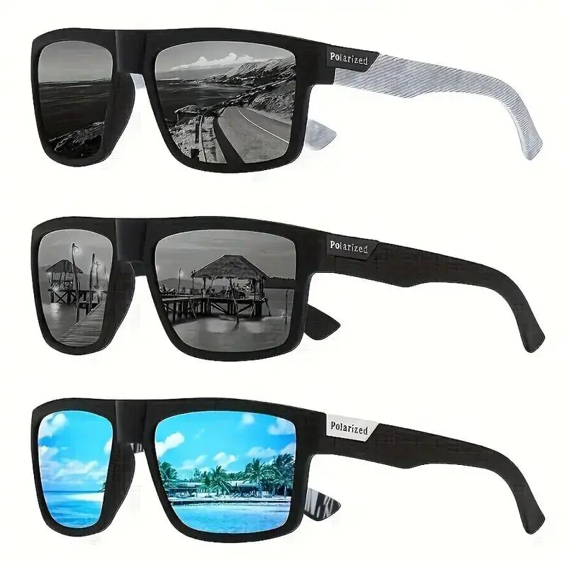 3-Pack Unisex Polarized Sunglasses, UV Protective Outdoor Eyewear, Lightweight Sport Shades, Versatile Accessory For Men, Ideal For Driving, Fishing, Cycling, Travel & Everyday Casual Outdoor Activities sohochic