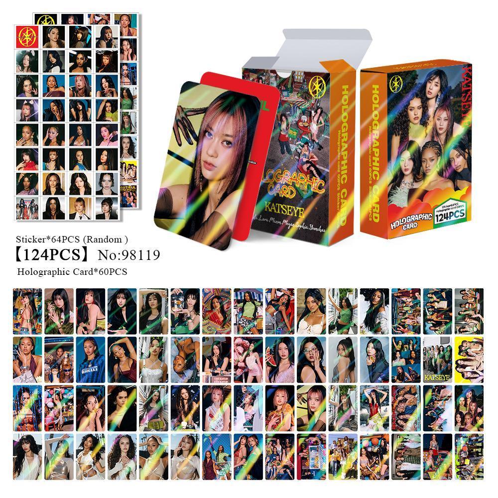 92Pcs/Set Kpop Idol KATSEYE New Album BEAUTIFULCHAOS Lomo Cards LARA DANIELA HD Printd Photocards Stickers MANON MEGAN Fans Gift
