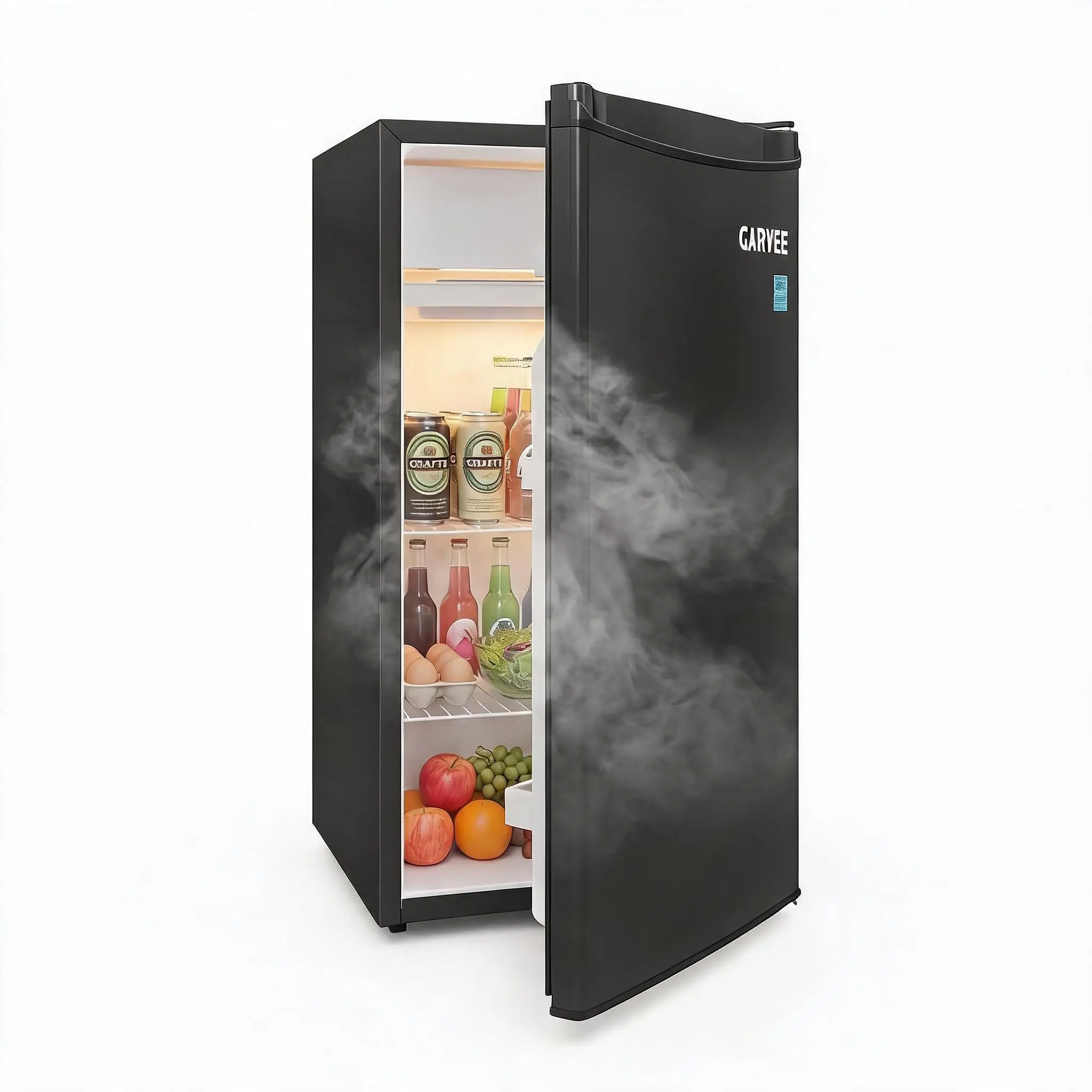 3.2 Cu Ft (90L) Compact Single-Door Mini Fridge, Steel, Quiet, Adjustable Thermostat, Freezer Compartment