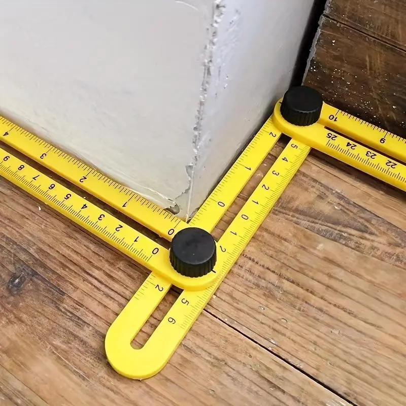 Multi-Angle Four-Fold Ruler, Portable Plastic Measurement Tool, No Power Required, Ideal for Layout, Woodworking, Floor Installation