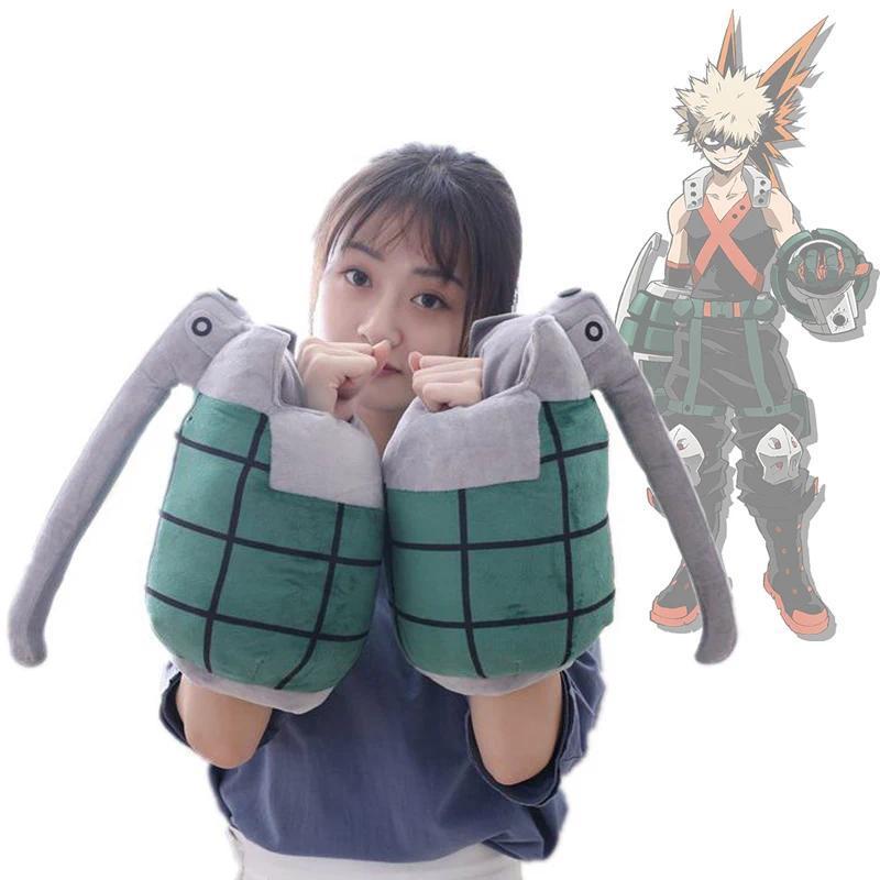 2pcs/lot Hero Academia Katsuki Bakugou Warm Plush Glove Pillow Grenade Doll Cosplay Children Birthday Gift Toy
