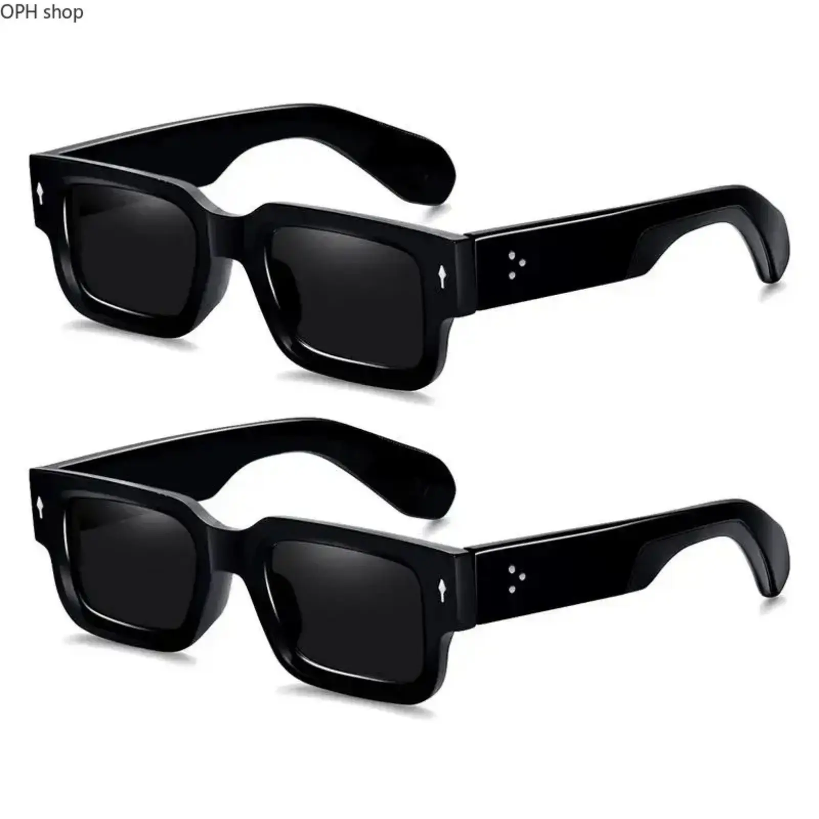 Unisex 2-Pack Square Frame Sunglasses - Chunky UV400 Protection Shades, Lightweight Fashion Eyewear for Beach, Driving