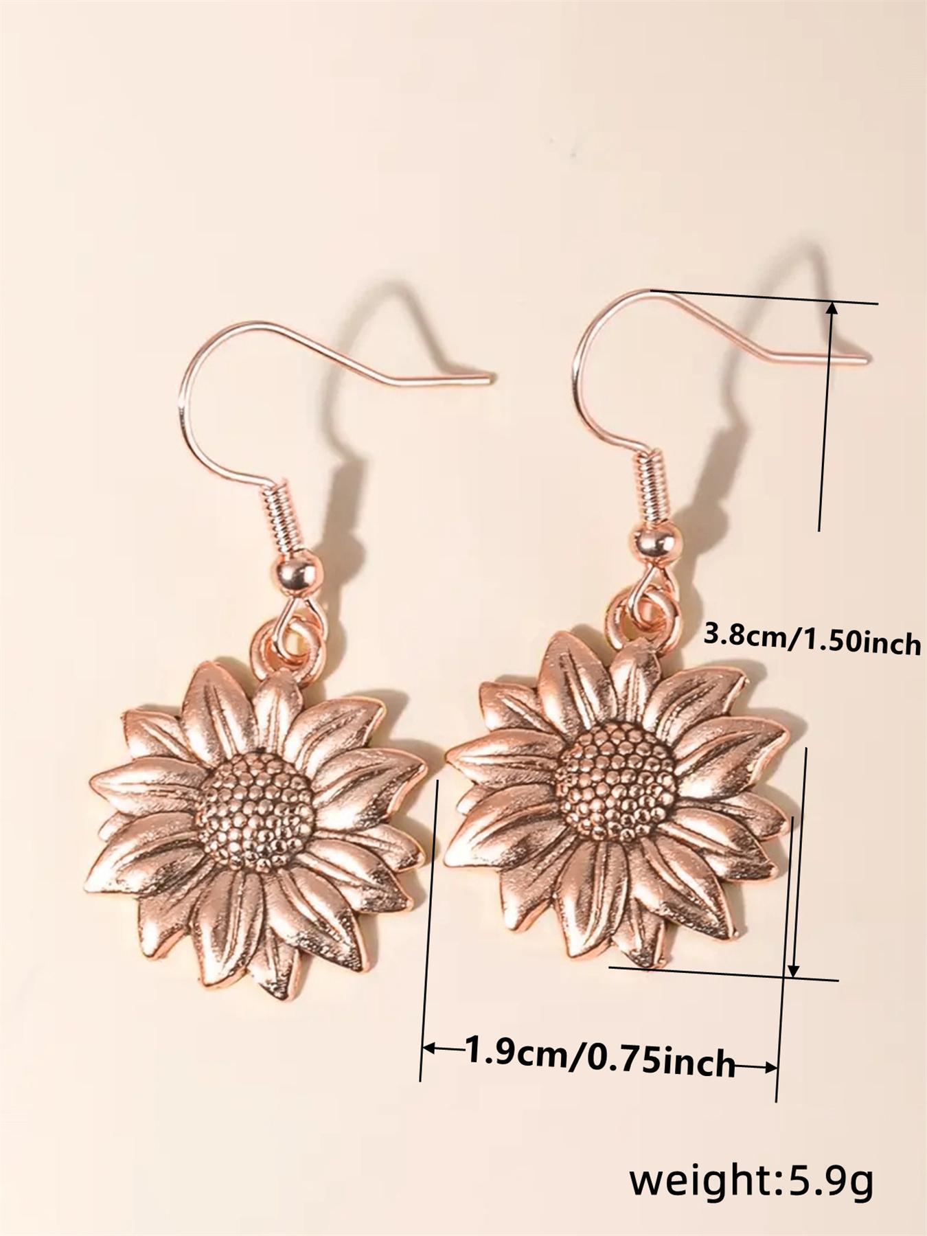1 Pair Flower Shape Decorative Drop Earrings, Ear Hook Design, Vintage Boho Jewelry for Women, Lightweight Earring, Dangle Earrings