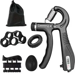 5PCS Grip Strength Trainer Kit with Adjustable Resistance and Counter, Hand Finger Wrist Forearm Workout Set for Home Gym Athletes and Office Use