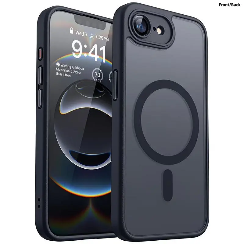 Enhanced Magnetic Phone Cover Protector with Full Camera Protection for Samsung iPhone 17E/16E, Translucent Matte Finish Casing, Shockproof, Protective Shock-Resistant Design, Compatible with Wireless Charging