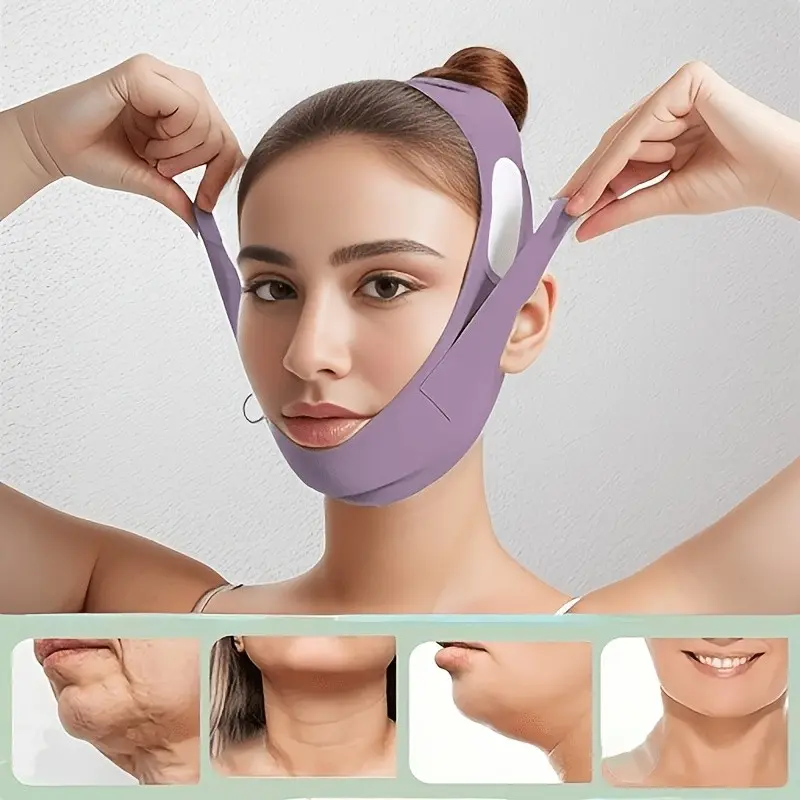 V Face Lifting Mask, Adjustable Design, Reduces Double Chin, Tightens Facial Skin, Breathable and Comfortable, Reusable Shaping Bandage, At Home Facial, Face Shaper