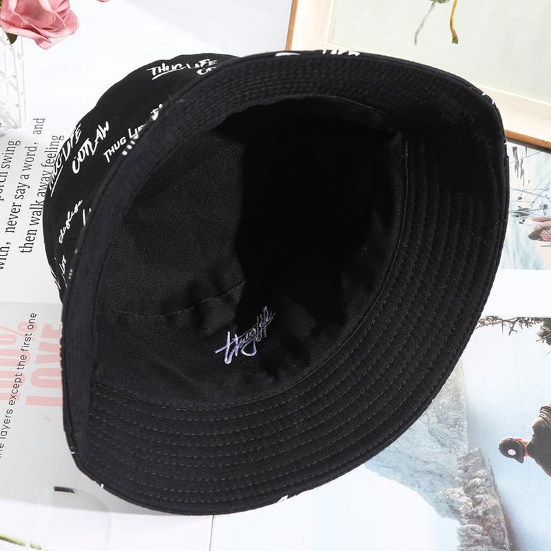AWAYTR Unisex Double-Sided Fisherman Hat Summer General Sun Hat Trendy Letter Printing Wide Basin Hat Hip Hop Bucket Hat Outdoor