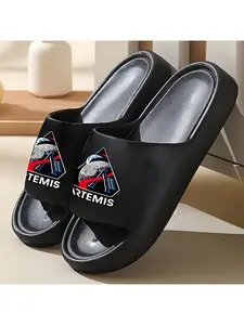 1 Pair of "ARTEMIS" Slippers with Earth Print, Non-Slip EVA Slippers for Men and Women - Lightweight, Quick-Drying, Comfortable, Durable