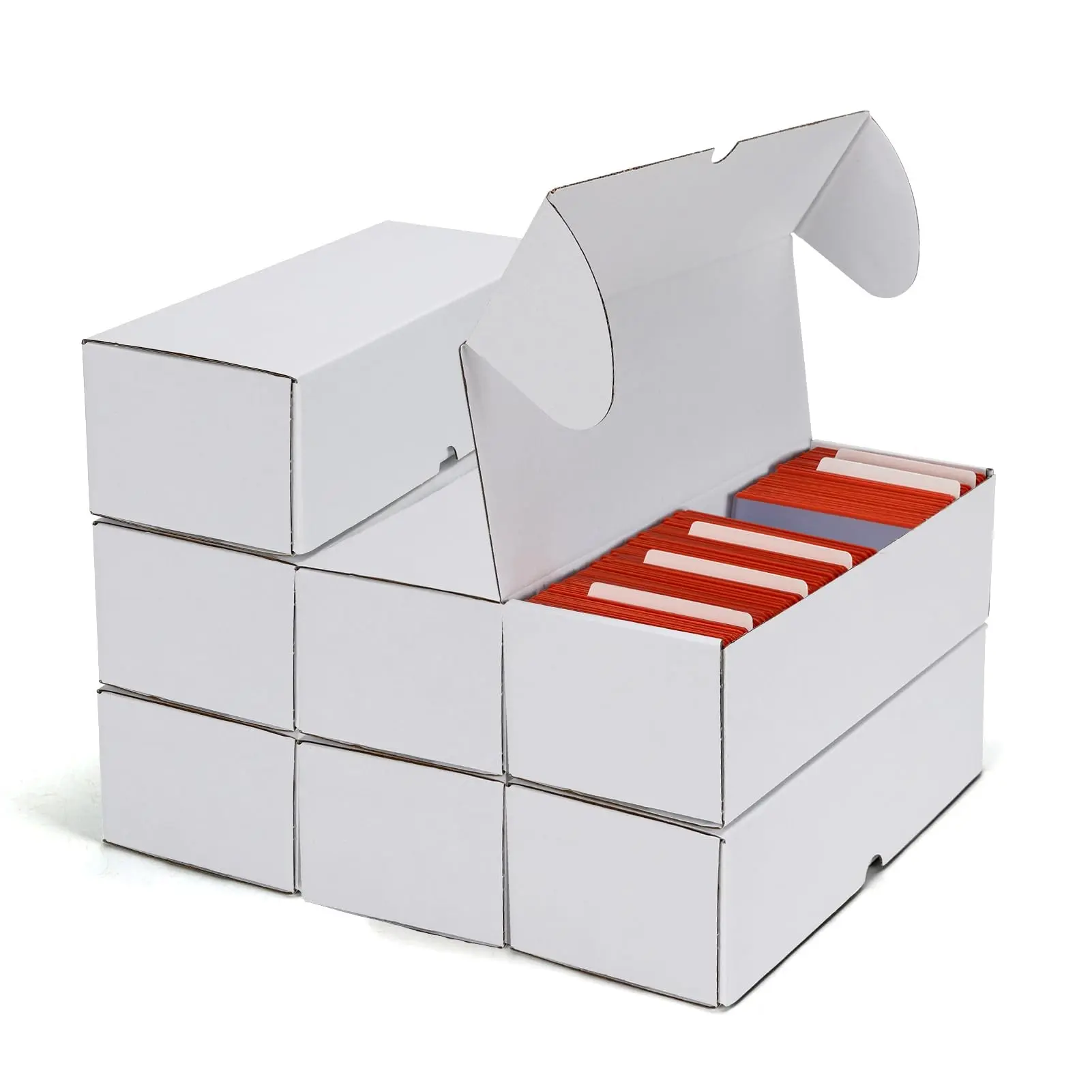 2/4pcs Foldable 1-Row Trading Cards Storage Boxes - Can Hold 300+ Cards, Durable Cardboard Storage Box For PTCG TCG Sports Cards, White Card Organzier With Lid For Cartoon Anime Games Cards, Collectors' Holder, Trading Card Organizer