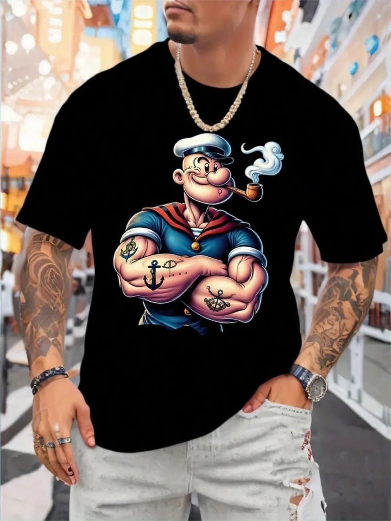 Men's Heavyweight Pirate Graphic T-Shirt - Oversized Loose Fit Round Neck Short Sleeve, Bold Nautical Design with Pirate Ship & Treasure Chest Print, Breathable All-Season Casual & Themed Party Wear, Machine Washable (Ideal for Pirate Costumes )