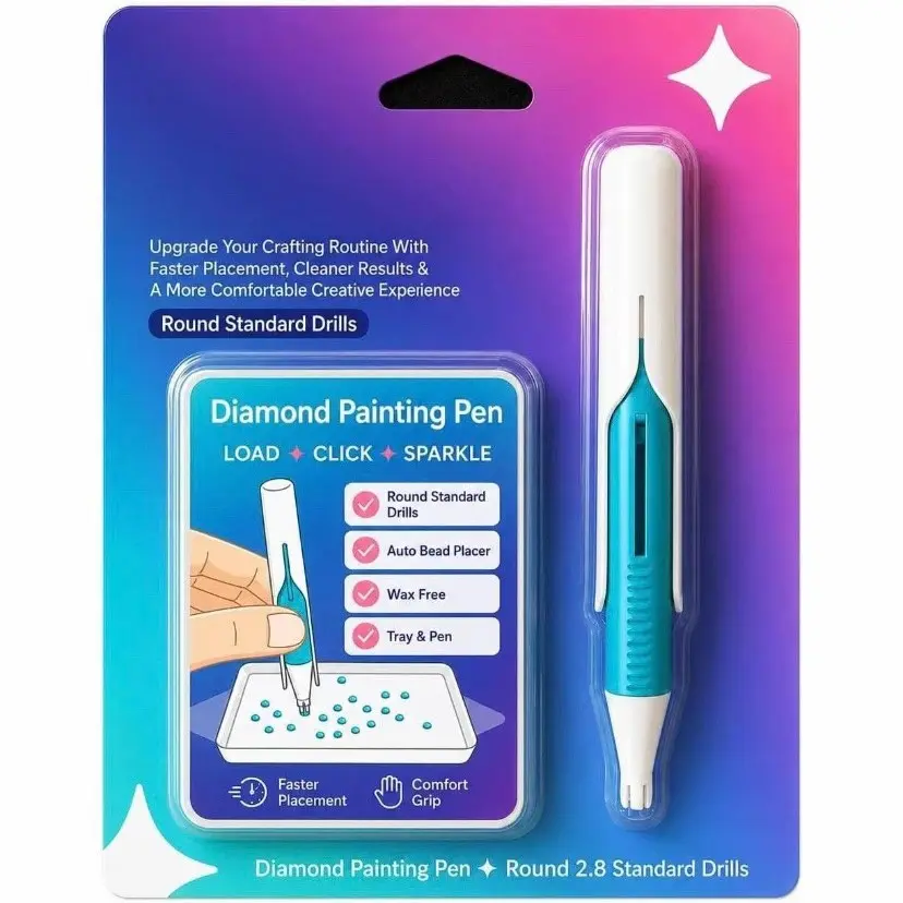 Automatic Diamond Painting Bead Dispenser for2.8mm Round Drills (Blue) I Long-Lasting 100%Wax-Free,Ergonomic Diamond Painting Pen forTools and Diamond Art Accessories Set