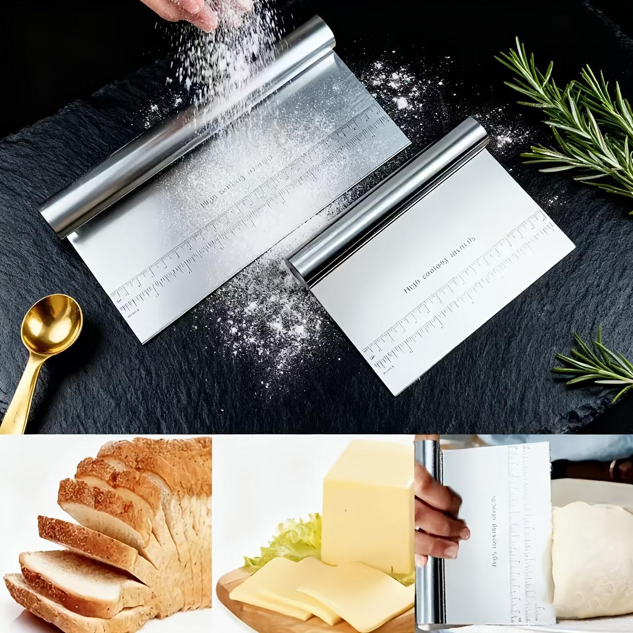 Stainless Steel Scraper with Size Markings for Cutting Dough, Scraping Cakes, And Handling Cream, Ideal for Baking