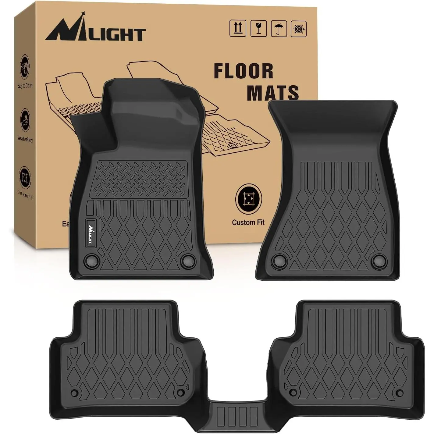 Nilight TPE Deep-Tread Floor Mats - Custom Fit for Audi A4 S4 2017-2025, All-Weather Heavy-Duty Mat Floor Liners, Car Interior Accessories, Mat Floor Mats