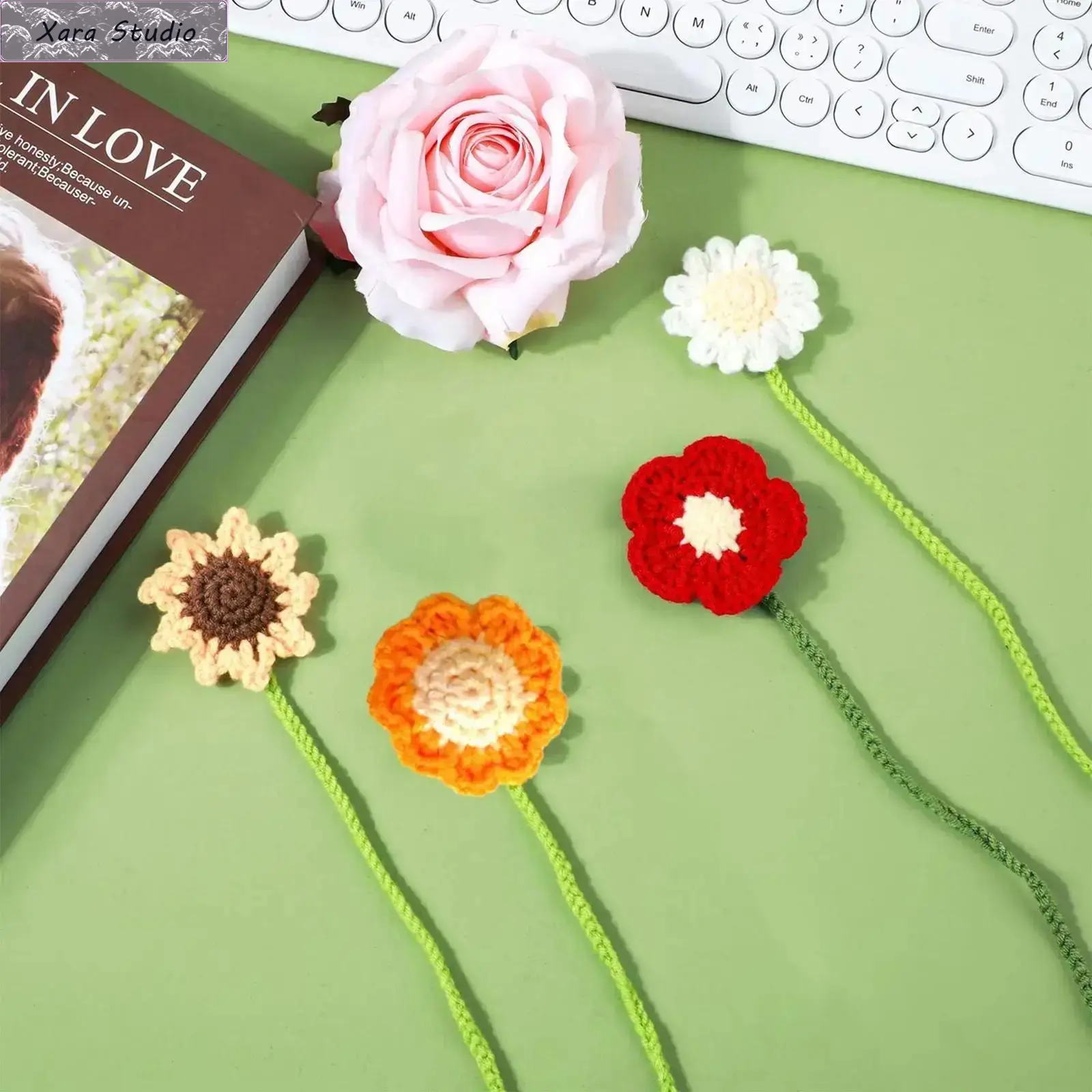 Handmade Flower Design Bookmark, 1 Count Cute Crochet Flower Bookmark, Personalized Handmade Daisy Bookmark Gift for Book Lover, Teacher, Book Accessories
