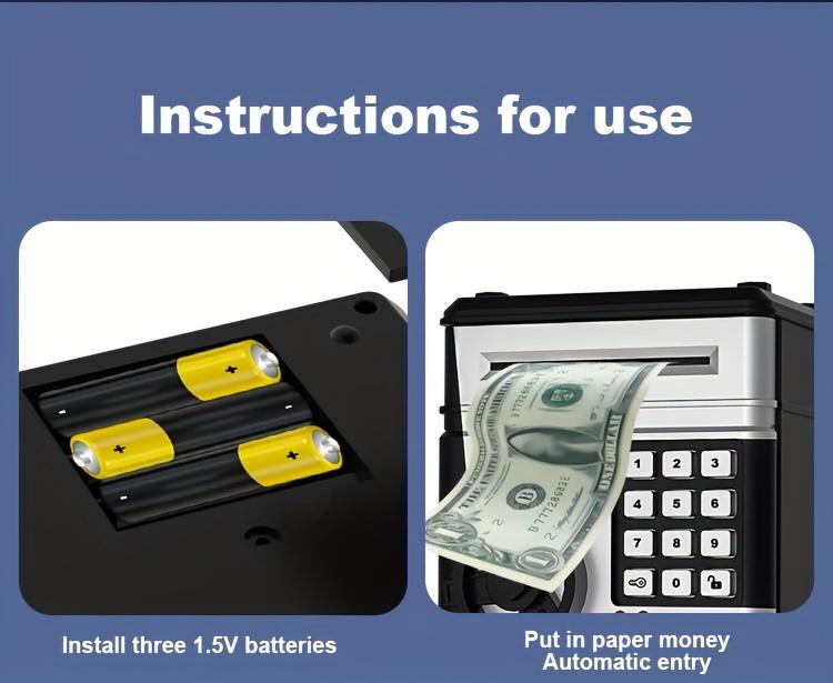 1pc Electronic Piggy Bank ATM Machine with Fingerprint and Password Security - Acrylic Black, Real Money Savings Bank for Birthday, Halloween, Thanksgiving, Christmas Gift Decor Ornaments Multicolor