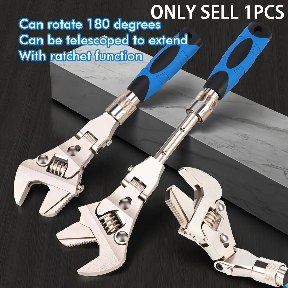 180° Folding Ratchet Wrench, Adjustable 10-12 Inch Sizes, Rotatable Head Design, Ideal for Tight Spaces, Home Repair, Car Maintenance, DIY Projects