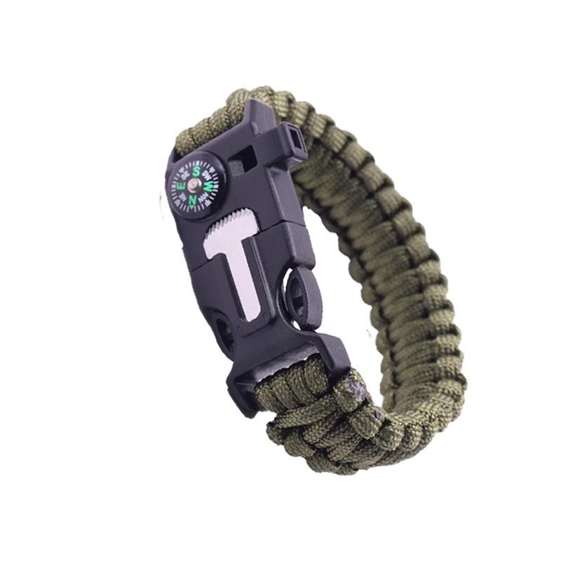 Outdoor Sports Foldable Survival Bracelet Whistle Outdoor Survival Five-in-One Multifunctional Compass Flint Rope Braided Bracelet Camping Pro Off-Road Electric Mountain Bike
