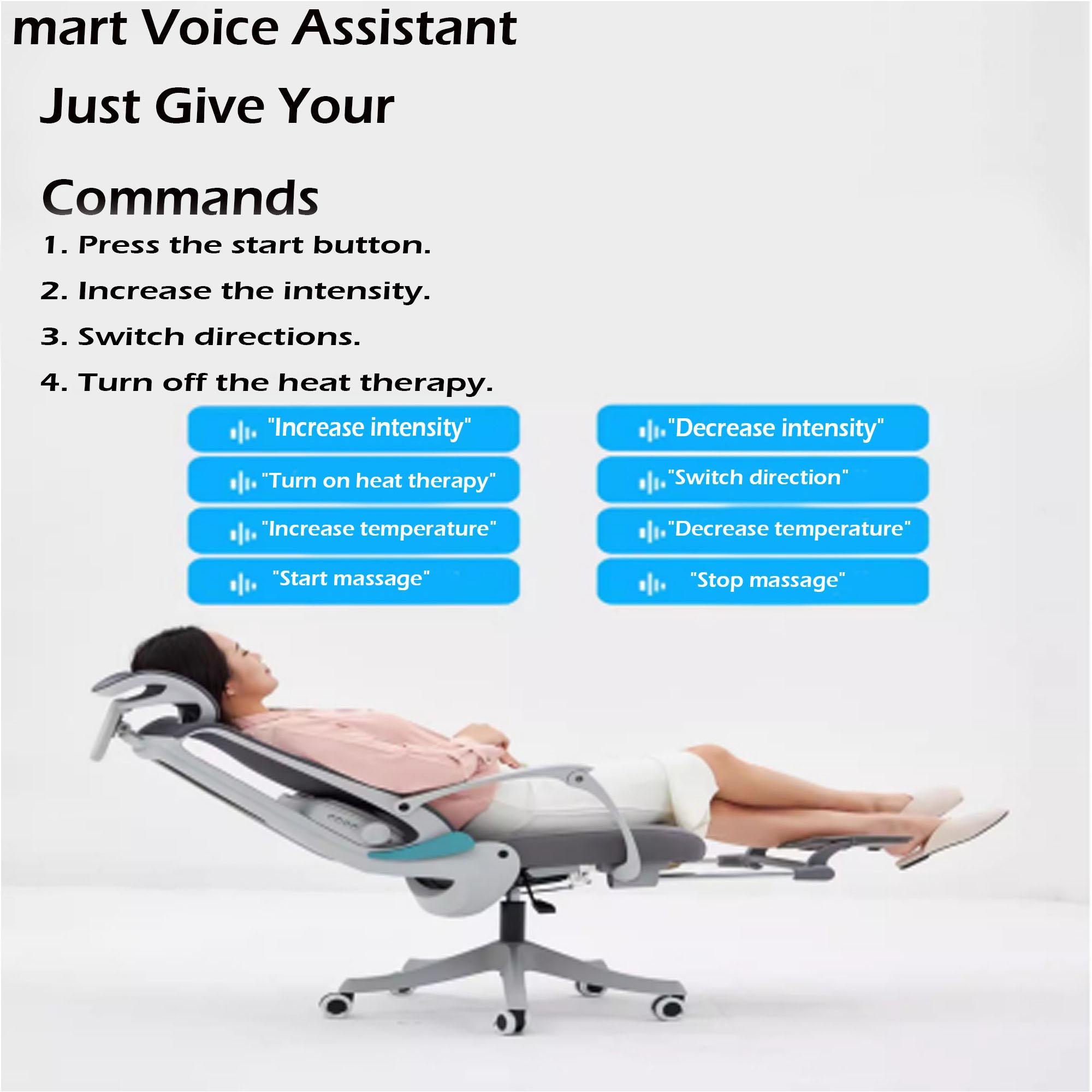 AI Voice Control Ergonomic Mesh Office Chair with Massage & Heating, Hollow Seat Cushion, 5D Adjustable Headrest & Lumbar Support, Grey Computer Desk Chair for Home Work Gaming AI Voice Control Ergonomic Mesh Office Chair with Massage & Heating, Hollow Seat Cushion, 5D Adjustable Headrest & Lumbar Support, Grey Computer Desk Chair for Home Work Gaming