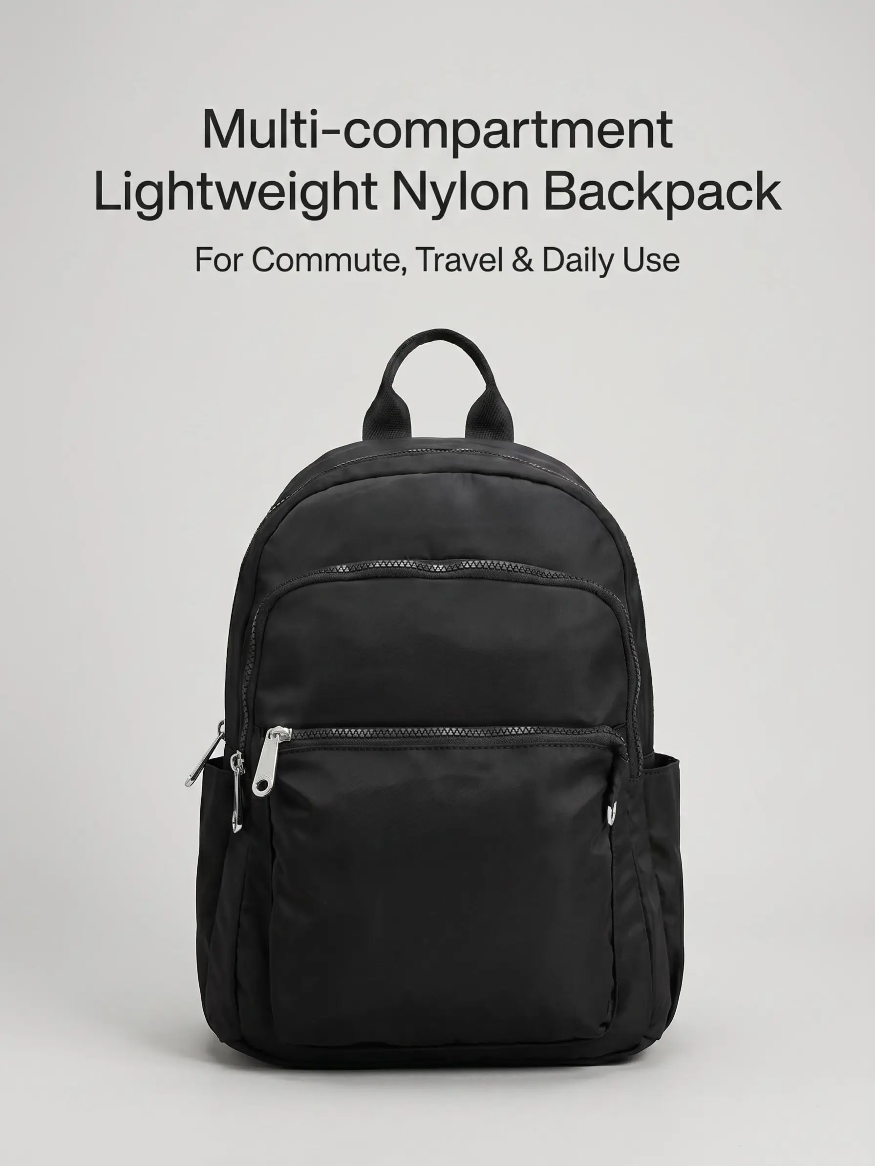 Nylon Laptop Backpack, Lightweight Water-Resistant Travel Daypack, 14 Inch Computer Bag, Multi-Compartment Design, Casual Style
