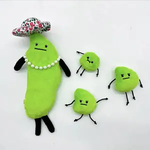 Green Edamame Family Plush Cartoon Anime Stuffed Figure Plushie Toy Kids Birthday Christmas Gifts Fashion Toy Club Anime Plush