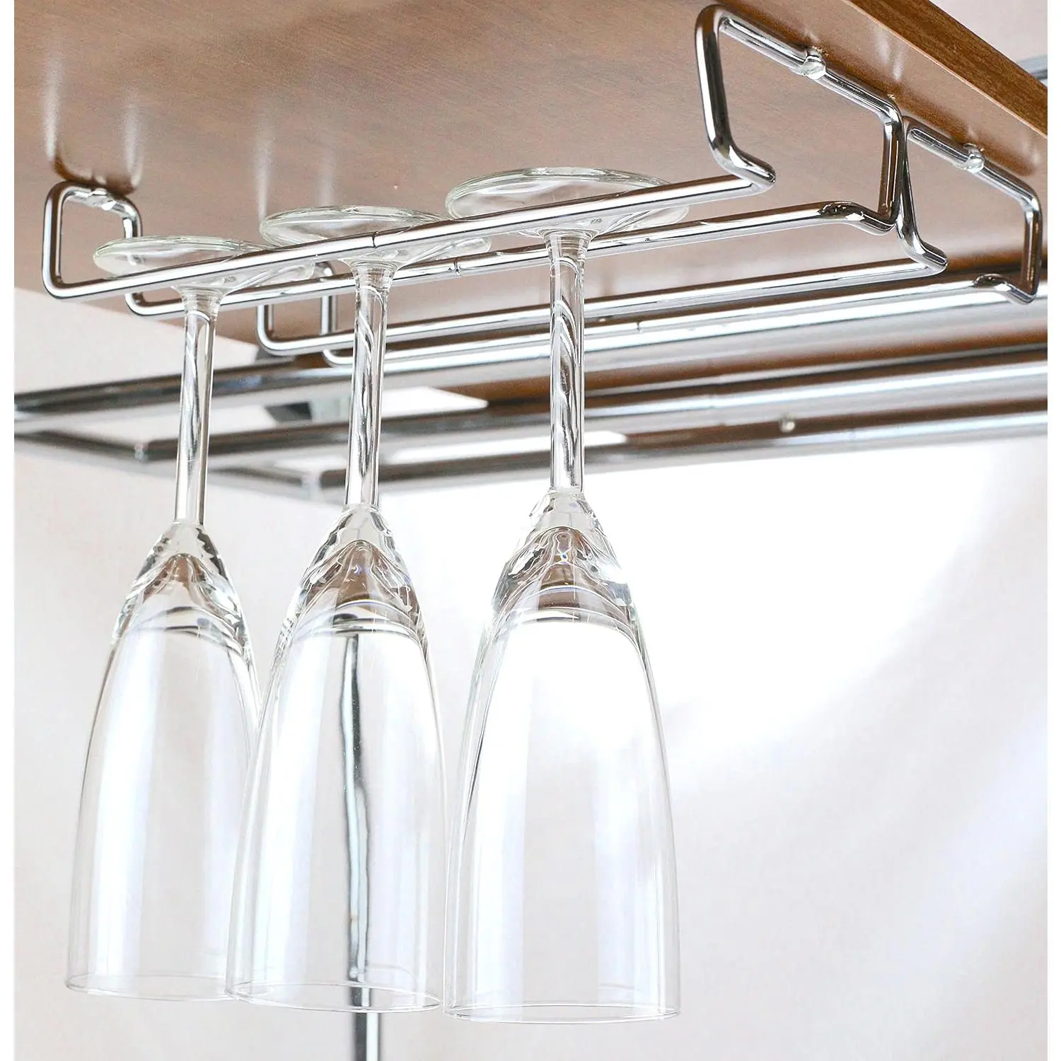 2PK Single Rail  Glass Stemware Rack Holder, Chrome
