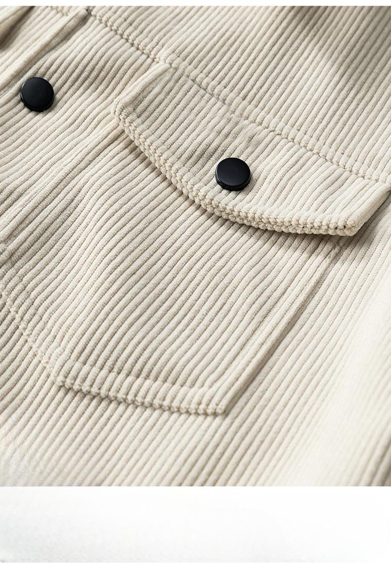 BIGWIG autumn and winter men's corduroy jacket, lapel work jacket, men's warm jacket, men's coat, easy to care for, solid color design, autumn layering items, full zip quilted lining, casual loose warm, vintage wool coat