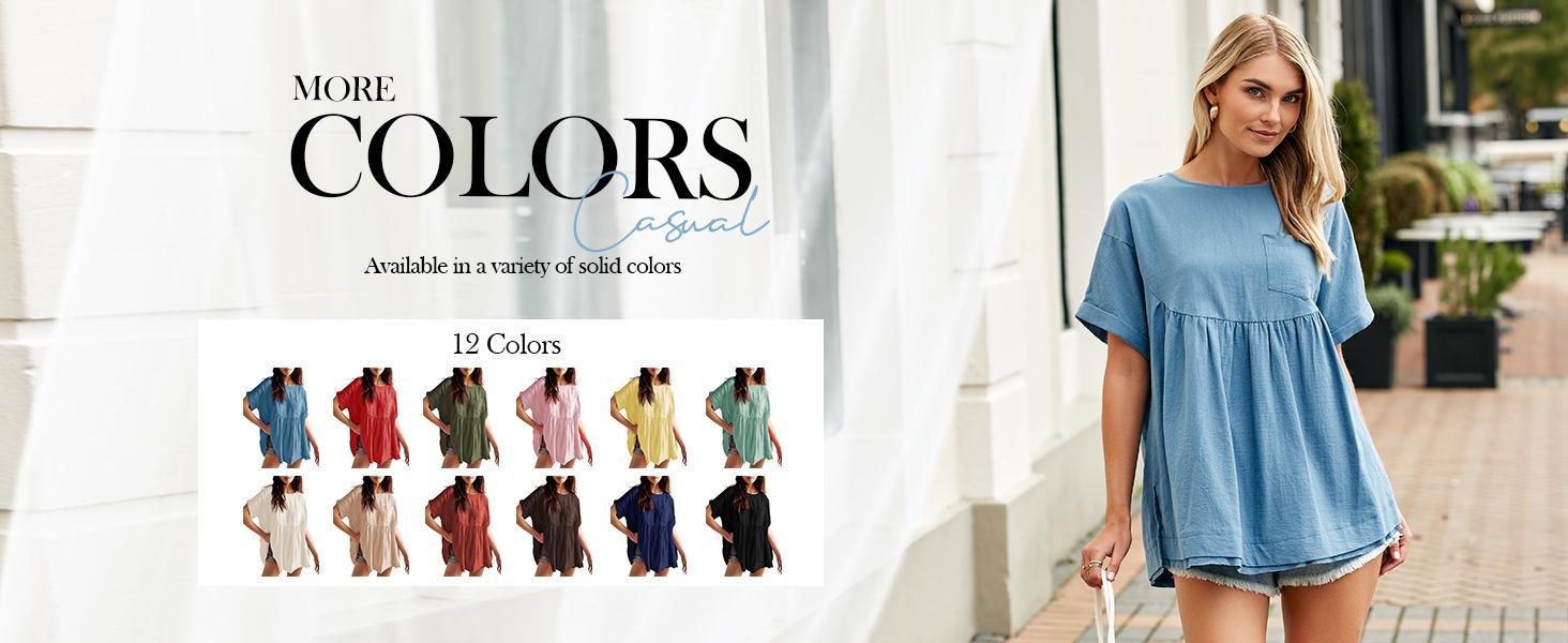 Imily Bela Womens Summer Babydoll Tops Casual Loose Fit Peplum Oversized Tunic Shirts Imily Bela Womens Summer Babydoll Tops Casual Loose Fit Peplum Oversized Tunic Shirts