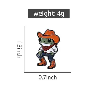 Cartoon Cowboy Frog Enamel Pins Fashion Handsome Jeans Boots Brooches Clothes Lapel Badges Animal Jewelry Gift for Friends