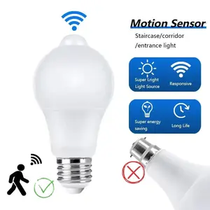 Intelligent Motion Sensor LED Light Bulb E27 Base Modern Crisp White 6500K Auto On/Off Precision Infrared Human Body Sensing Energy Saving 9W 12W 15W Durable Heat Dissipation Ideal for Stairs Hallway Porch Garage Home & Elderly Safety