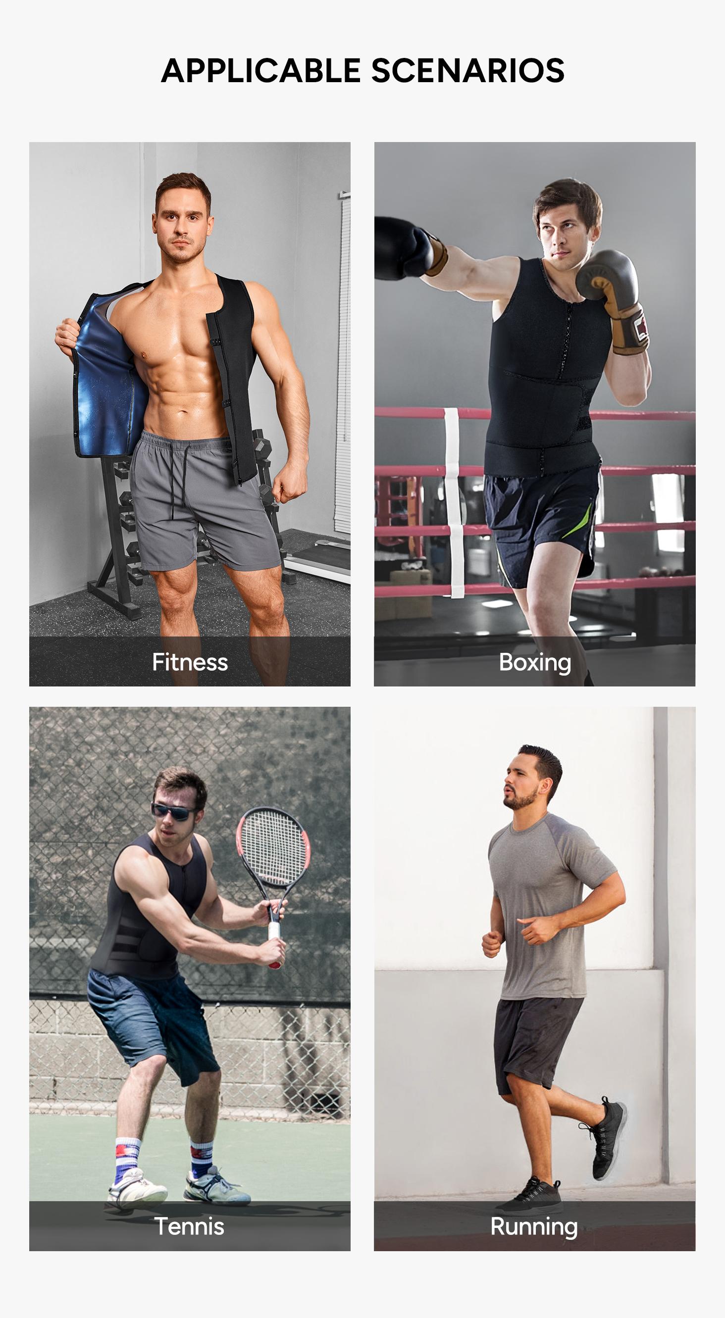 Waist Trainer Sauna Suit for Men Heat-reflecting Sweat Boost Workout Gym Compression Tank Top Activewear