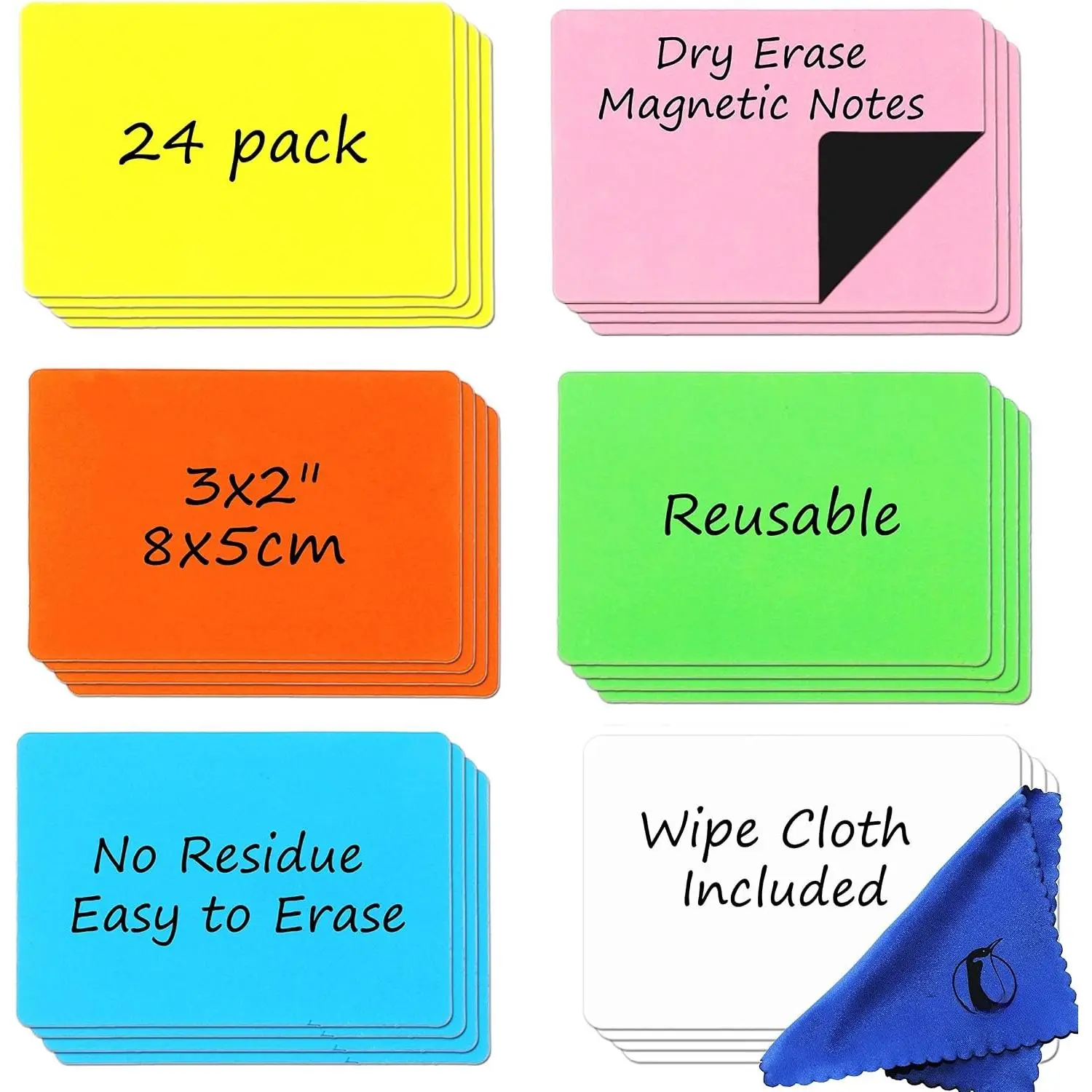 Dry Erase  3x2 in,  Notes & Labels for Whiteboard & Fridge | 24 Pack Write   Name Tags,  White Board Notes, Writable Magnetized Dry Wipe Strips for Locker & Tool Box